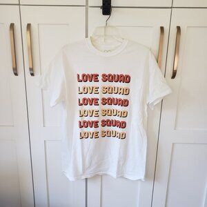 Love Squad Shirt Womens M White Graphic Short Sleeve Tee
